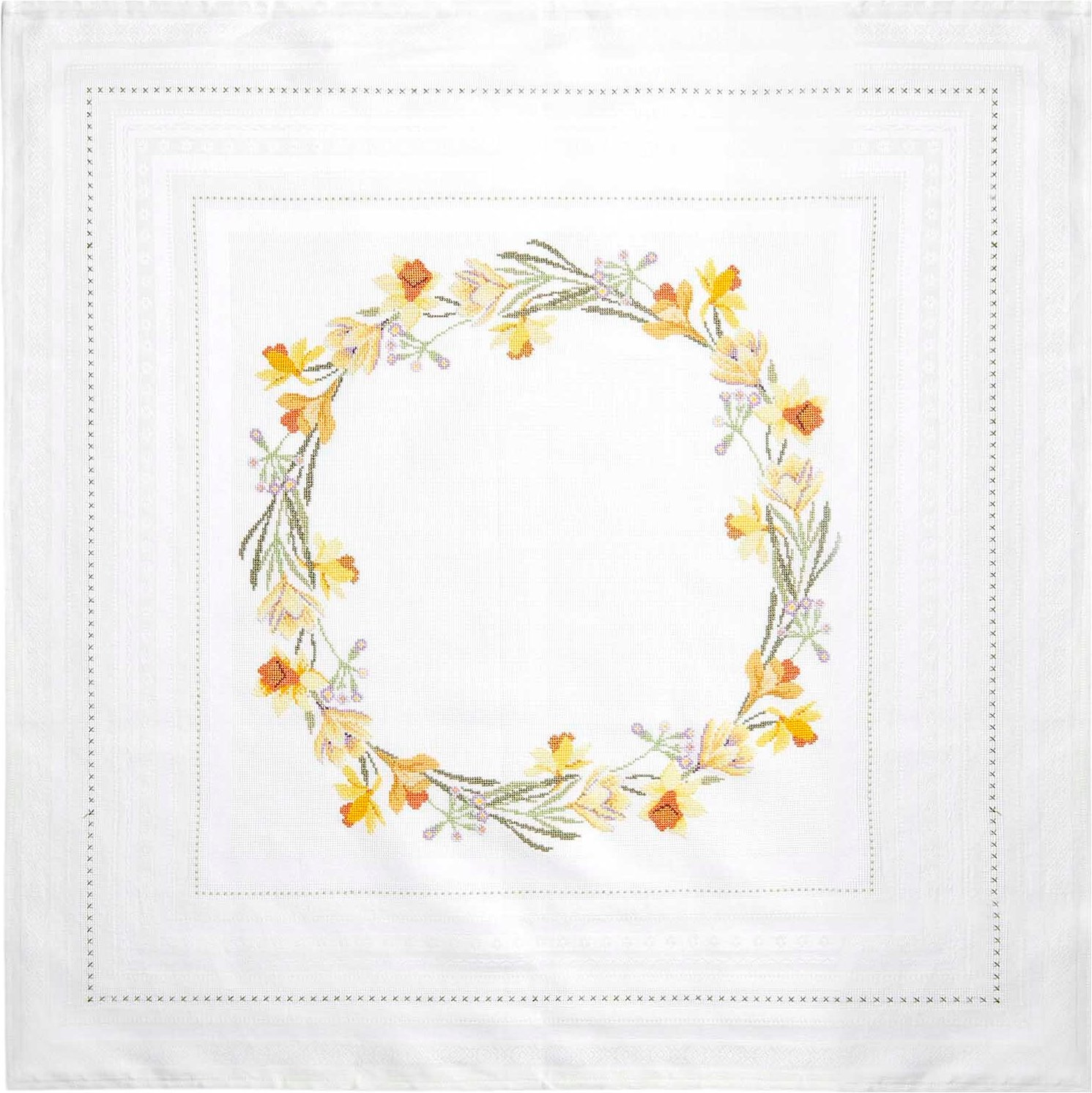 Rico Design Stickpackung Tischdecke Frühlingskranz