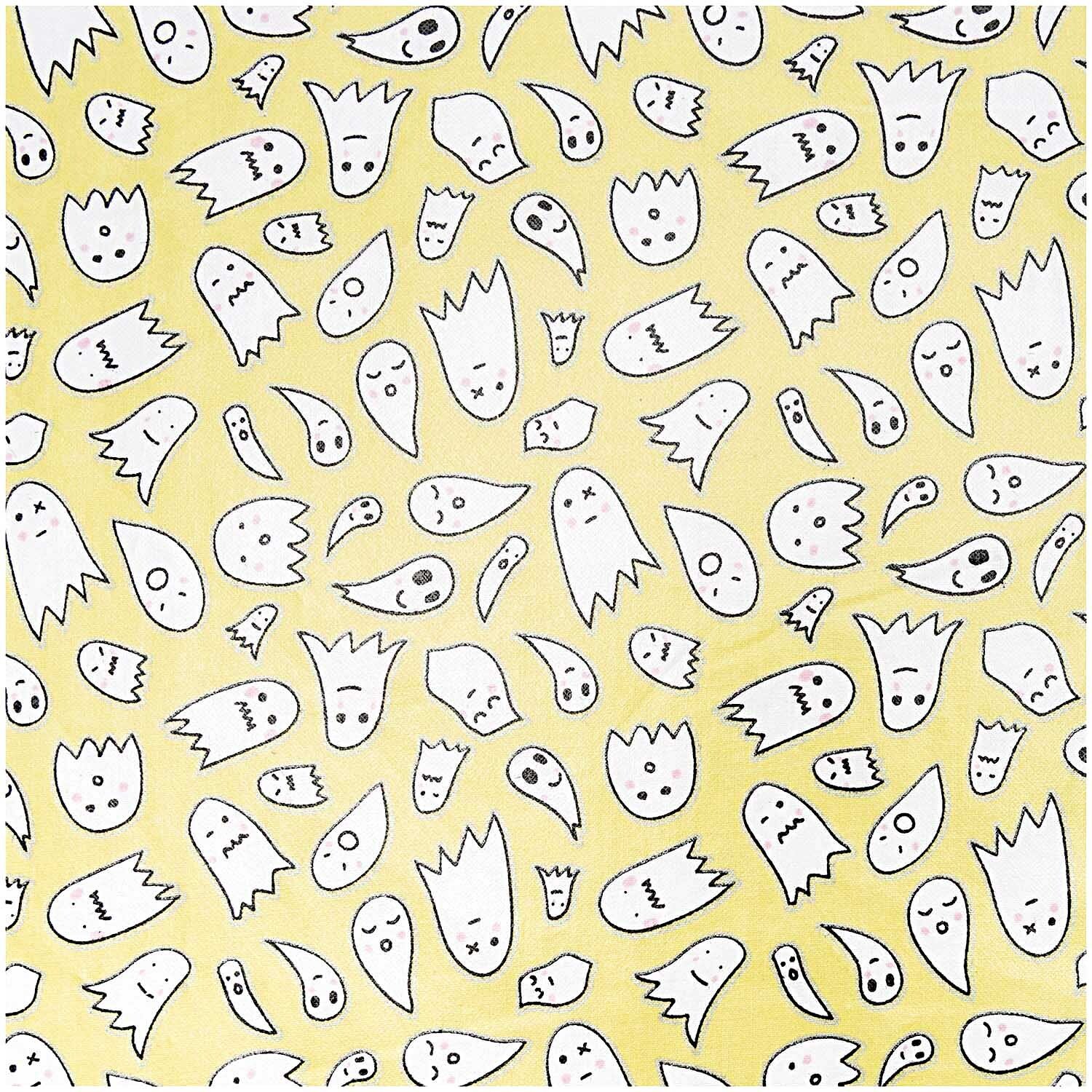 Rico Design Stoff Geister gelb-silber 25x70cm beschichtet