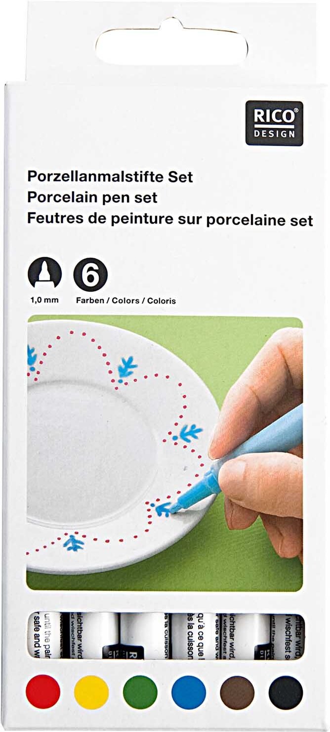 Rico Design Porzellanmalstifte Basic 6er Set Mehrfarbig