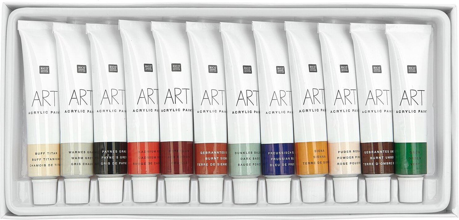 Rico Design ART Künstler Acrylfarben-Set Erdfarben 12x12ml