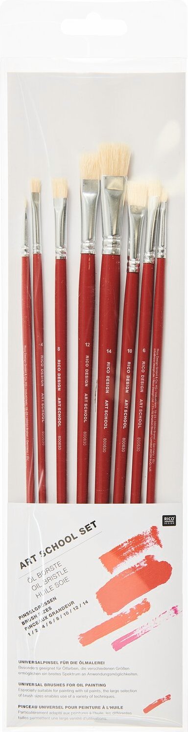 Rico Design Art School Öl Borstenpinselset 1 2 4 6 8 10 12 14