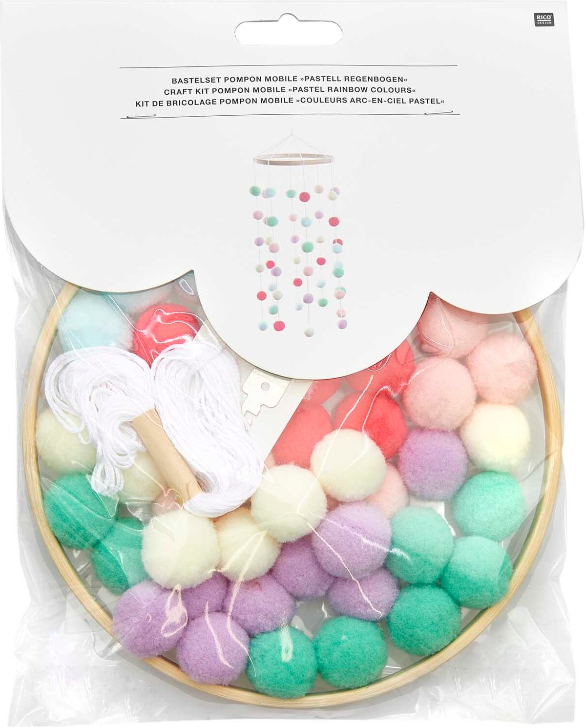 Rico Design Bastelset Pompon Mobile pastell