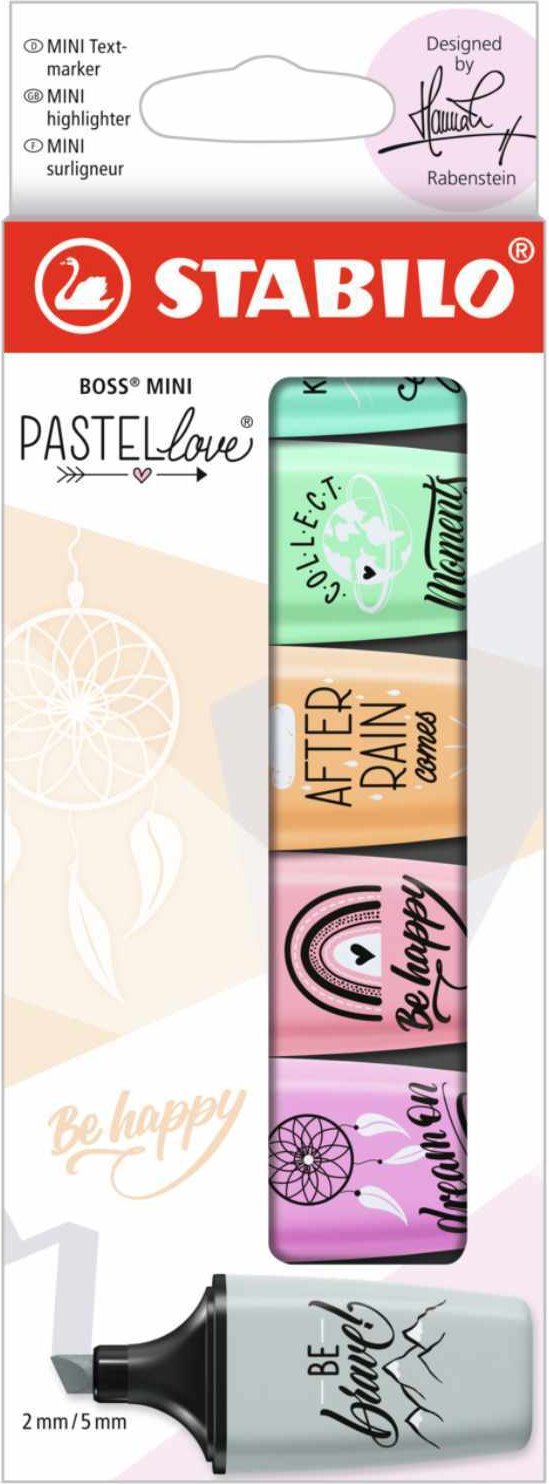 STABILO Textmarker Boss Mini Pastelllove Edition designed by Hannah Rabenstein 6 Stück