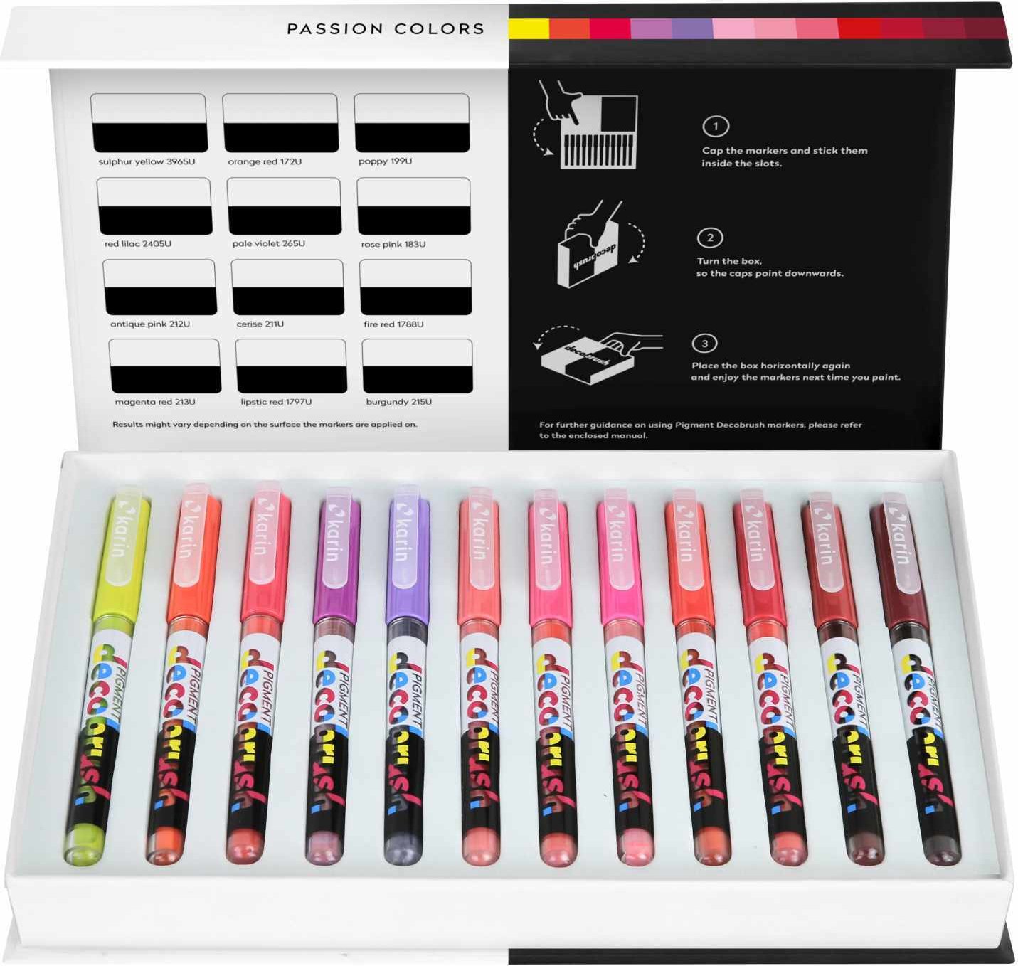 karin PIGMENT Deco Brush Marker Passion Colors Set 12 Farben