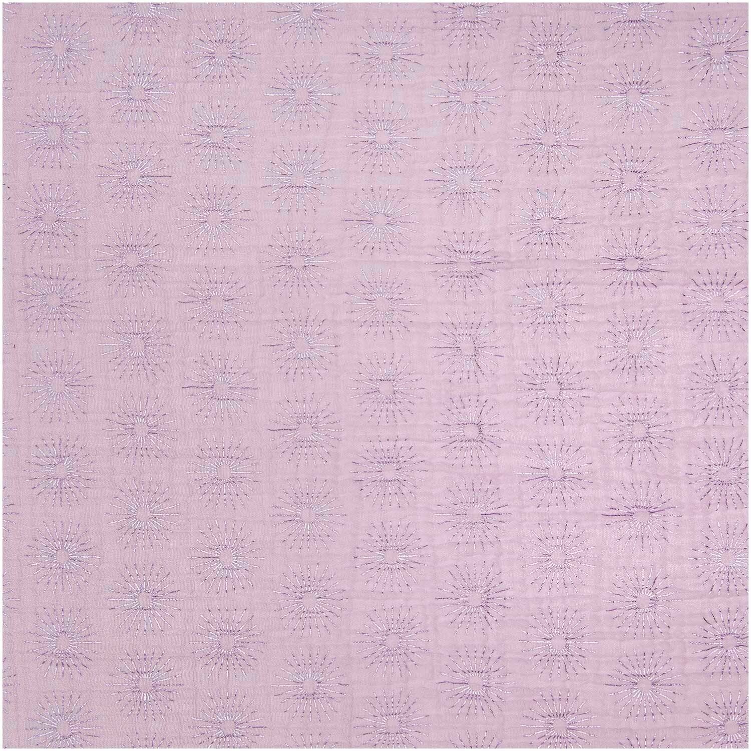 Rico Design Stoffabschnitt Krinkelmusselin Rosette flieder 50x130cm Hot Foil