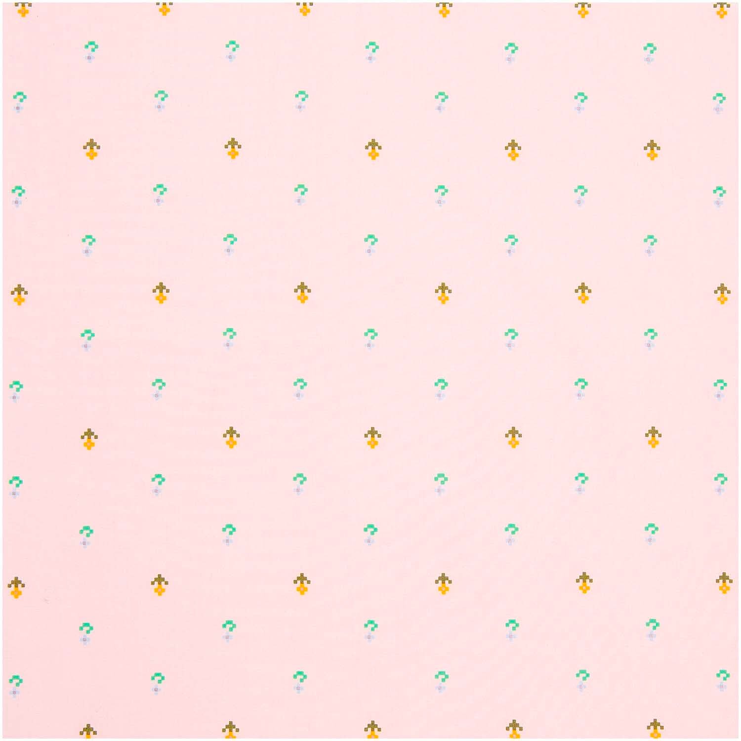 Rico Design Meterware Baumwoll-Popelin Pixel Blumen Rosa
