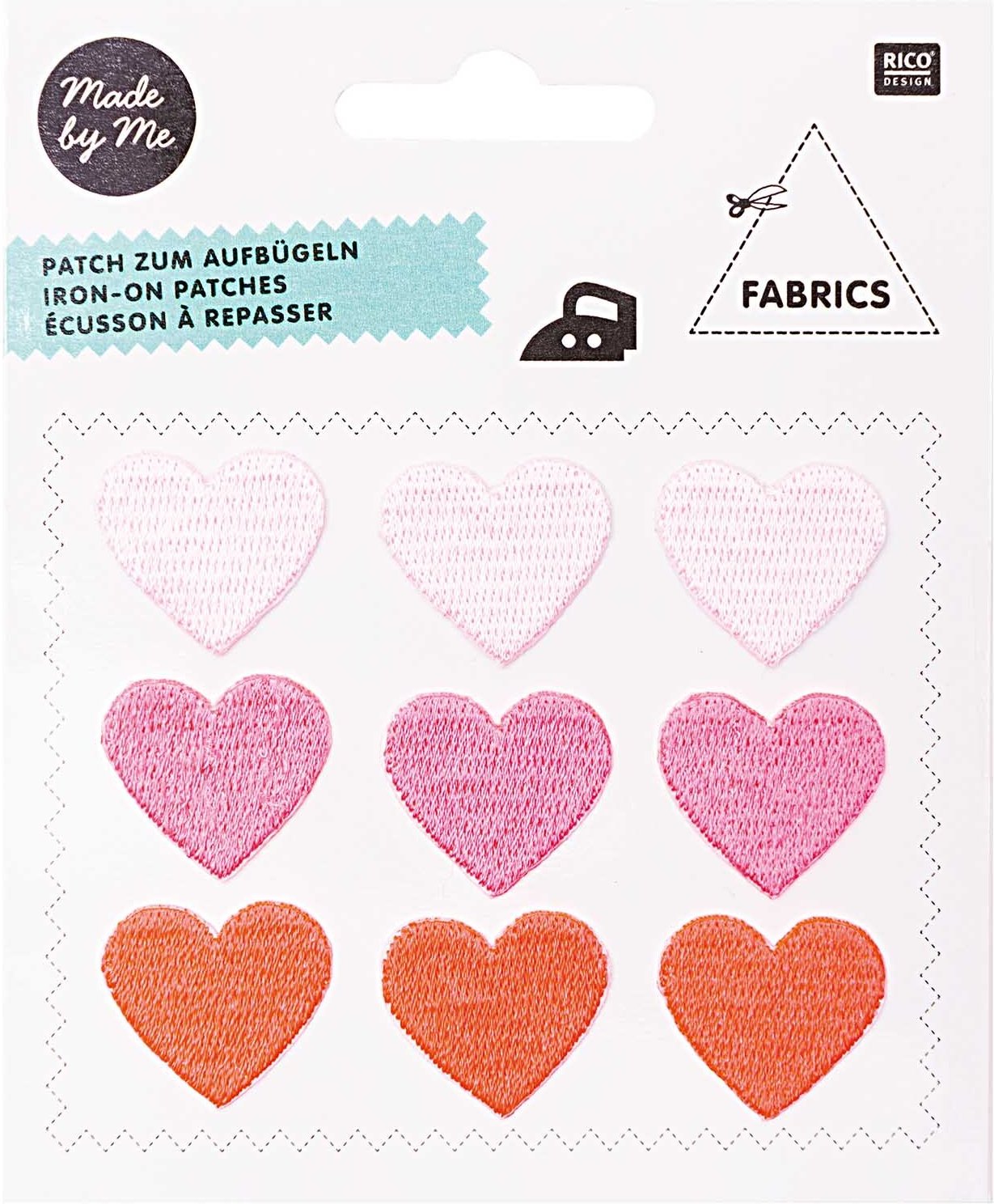 Rico Design Patches Herzen 9 Stück zum Aufbügeln