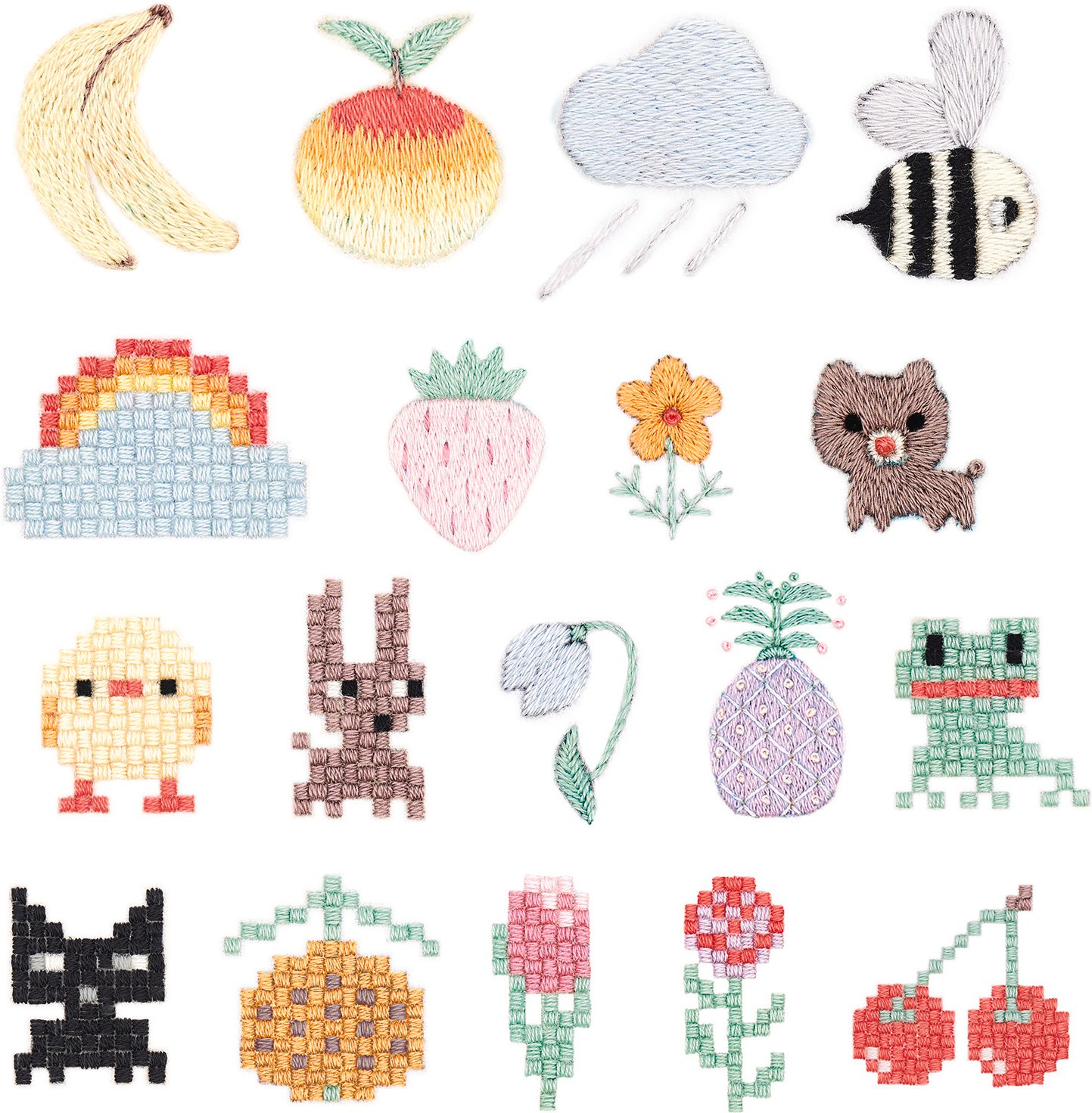 Rico Design Stick and Stitch Stickpackung Pixel Art Mix vorgezeichnet