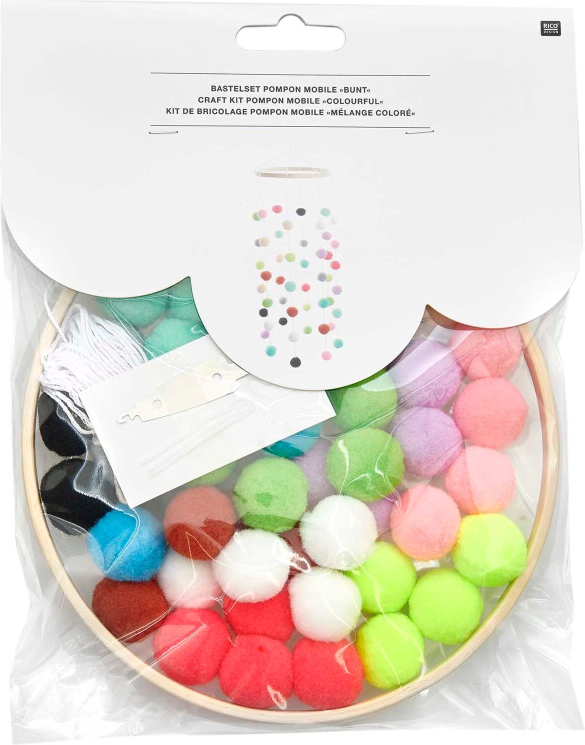 Rico Design Bastelset Pompon Mobile bunt
