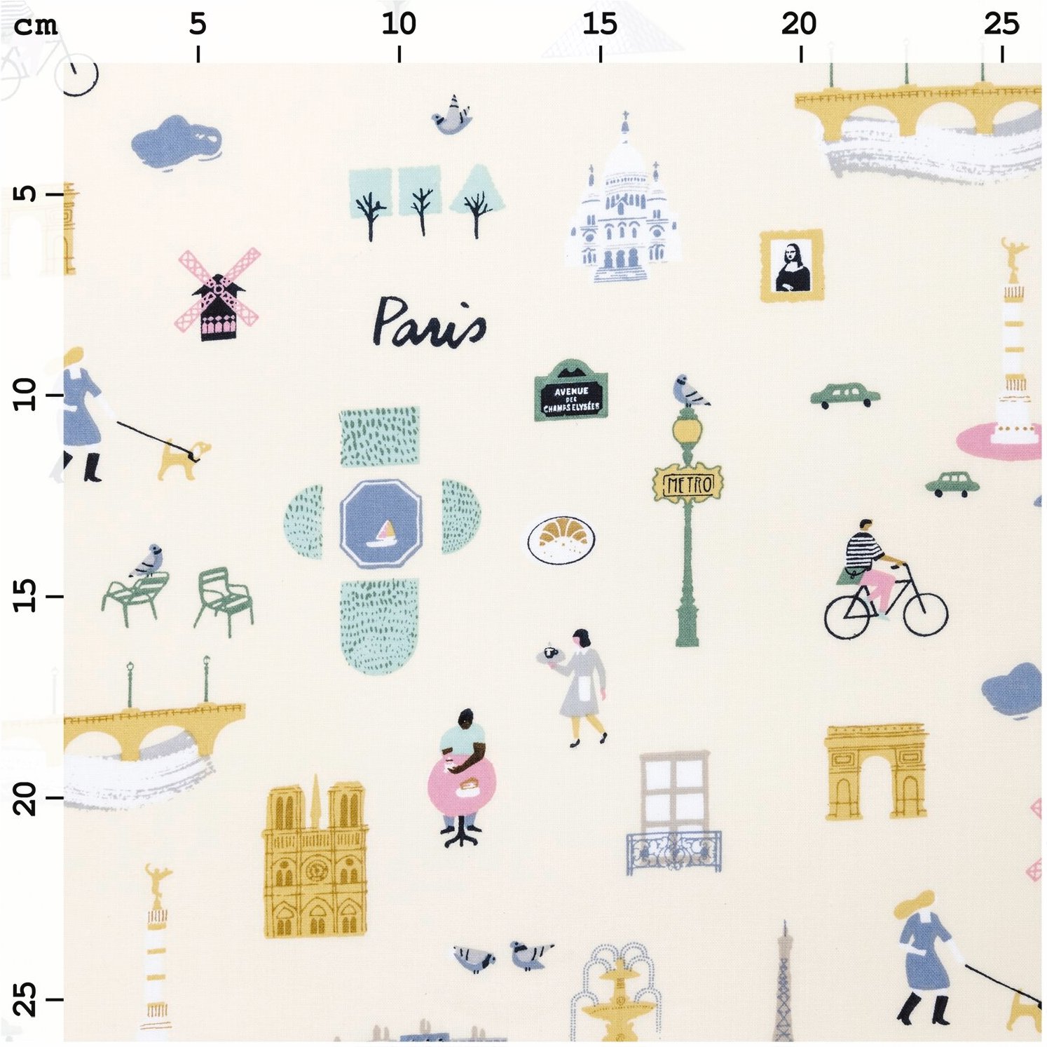 Rico Design Druckstoff Paris hellgelb 50x140cm