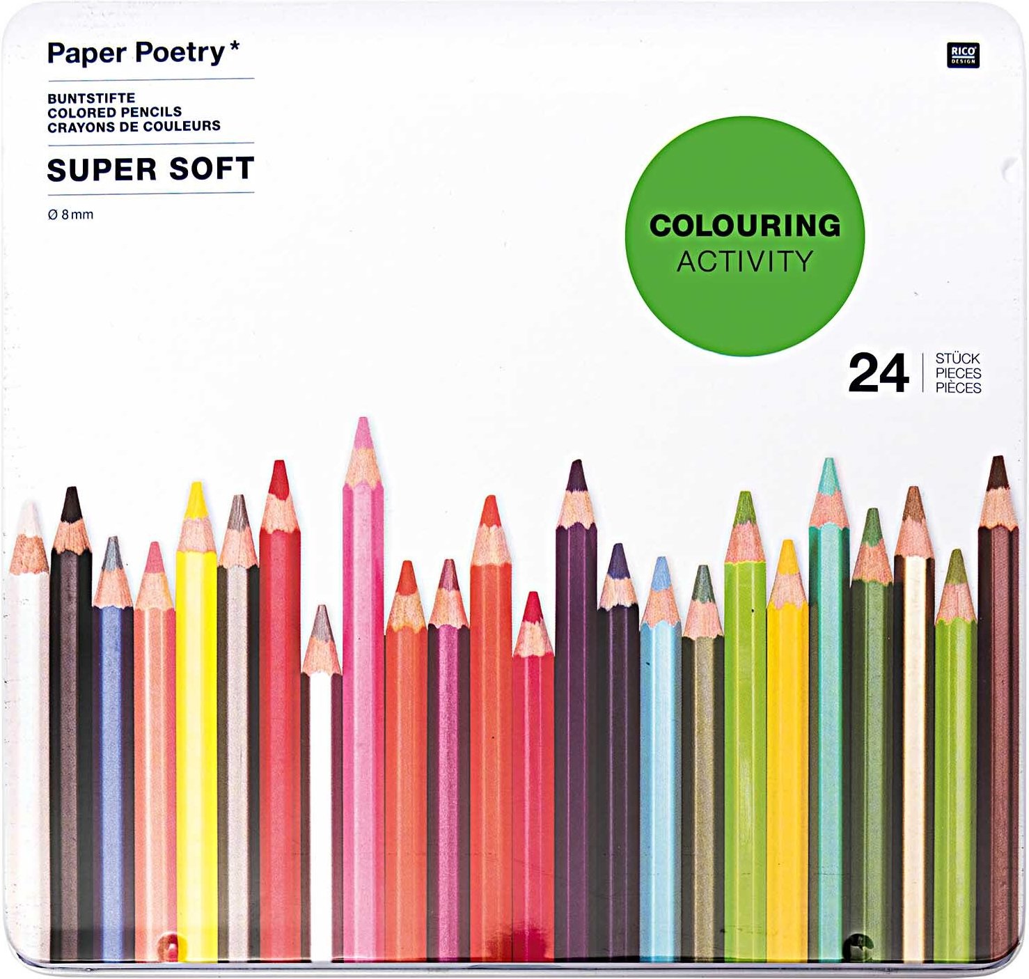 Rico Design Paper Poetry Buntstifte Super Soft im Metalletui 24 Stück Multicolored