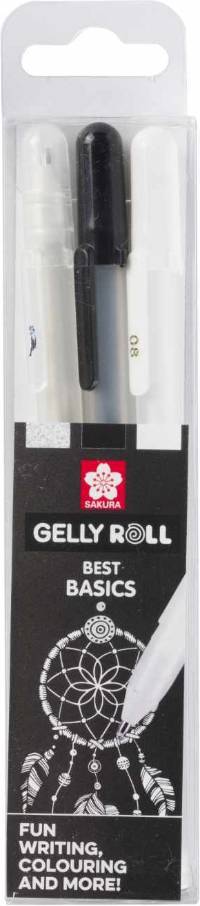 SAKURA Gelly Roll Gelstifte Set schwarz-weiß-Glitter 3 Stück Mehrfarbig