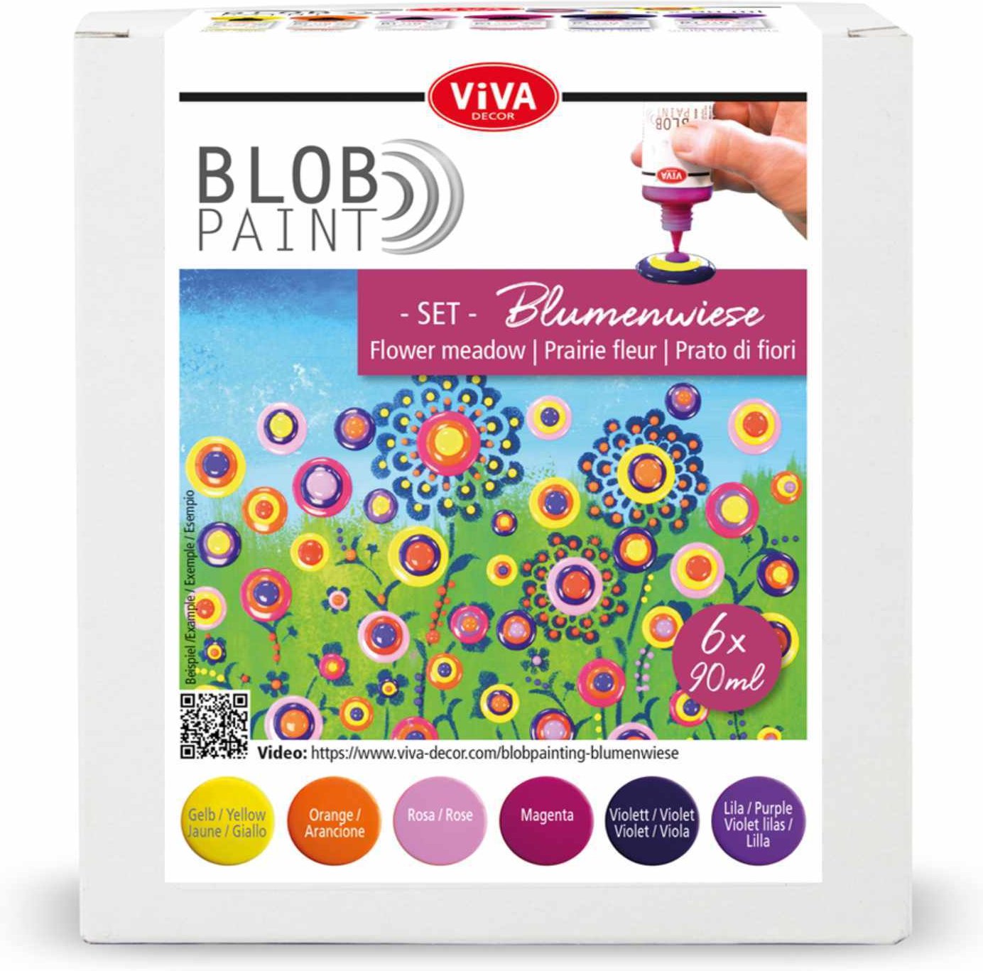 Viva Decor Blob Paint Set Blumenwiese 6x90ml Mehrfarbig