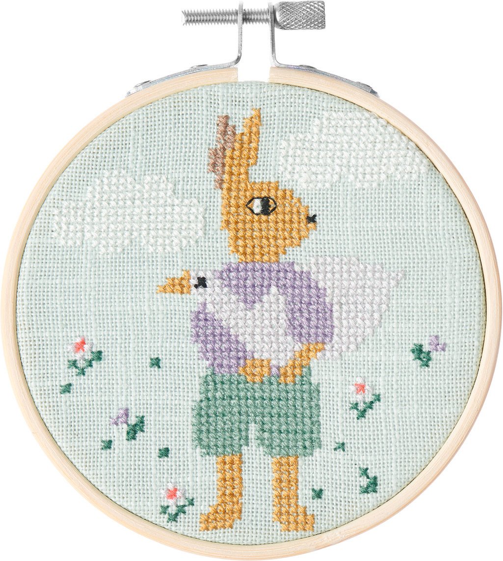 Rico Design Stickpackung Bild Hase mit Gans im Arm