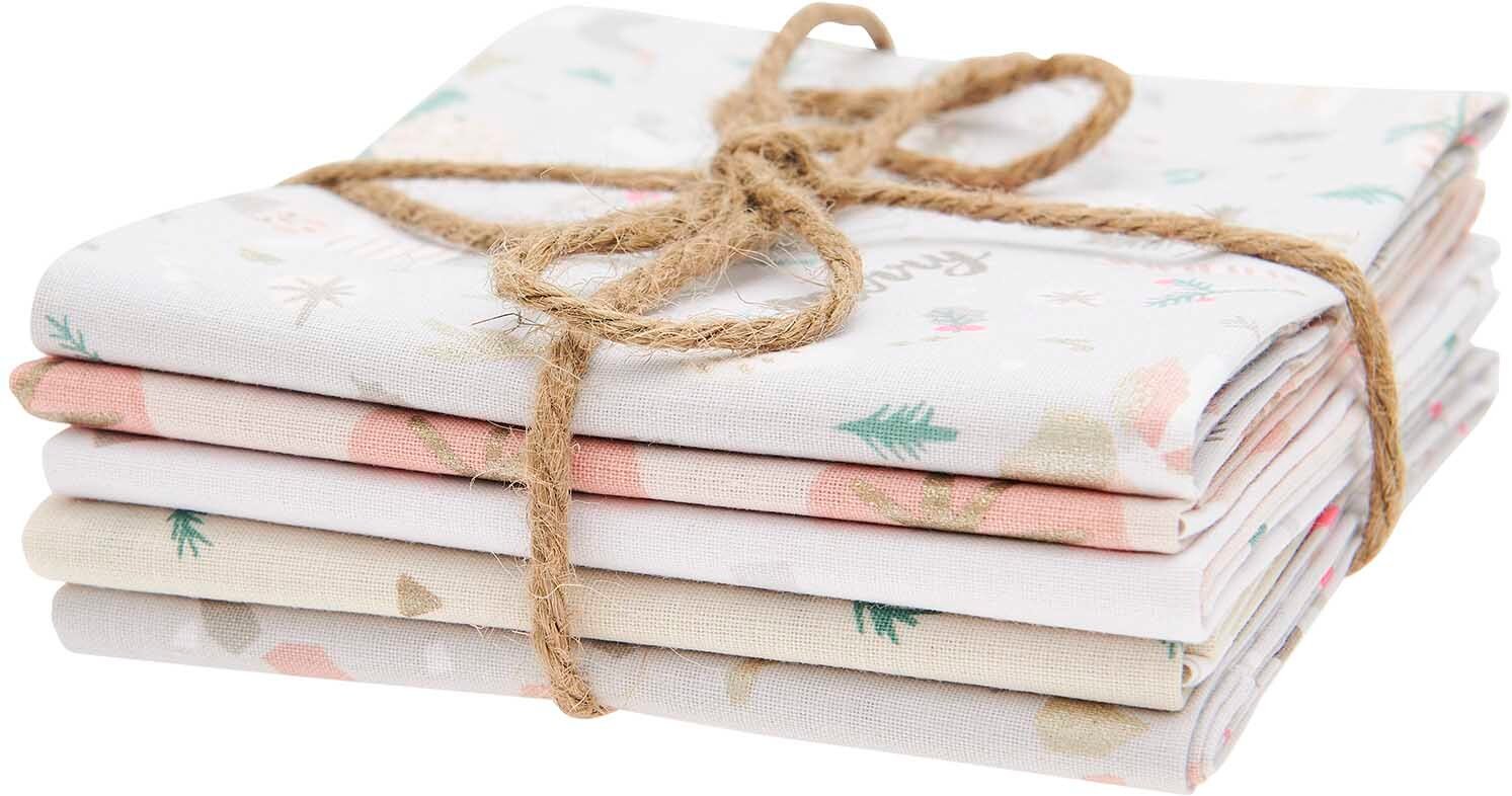 Rico Design Stoffpaket mit 5 Stoffen Nostalgic Christmas Musselin Elfen 50x70cm