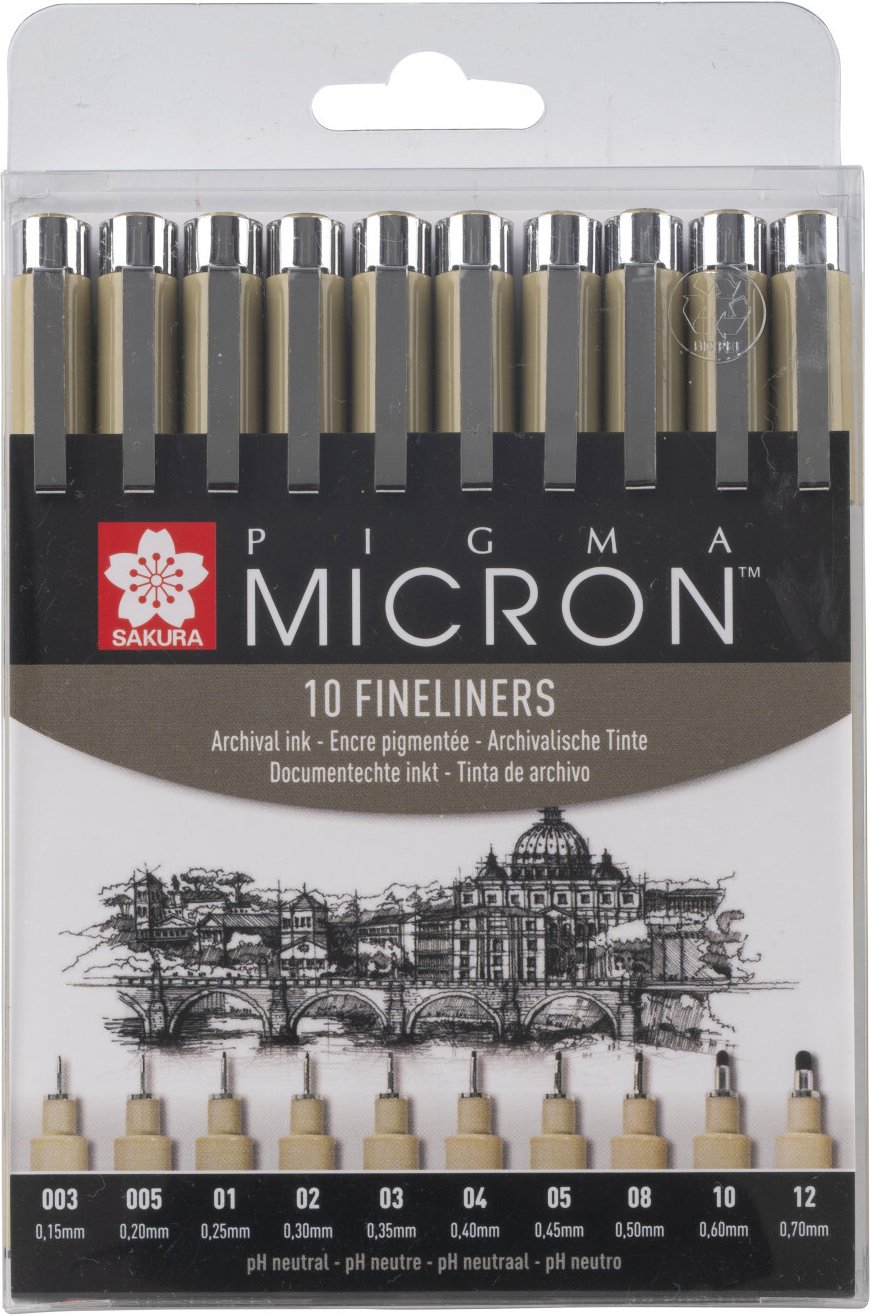SAKURA Pigment Liner Sakura Pigma Micron Fineliner Set Schwarz Schwarz