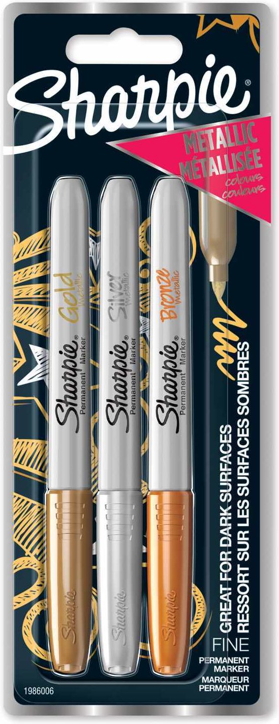 Sharpie Metallic Permanentmarker gold-silber-bronze 3 Stück