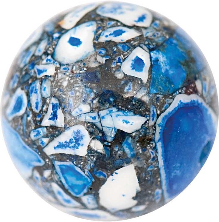 Rico Design Kugel blau marmoriert 12mm Halbedelstein 2 Stück