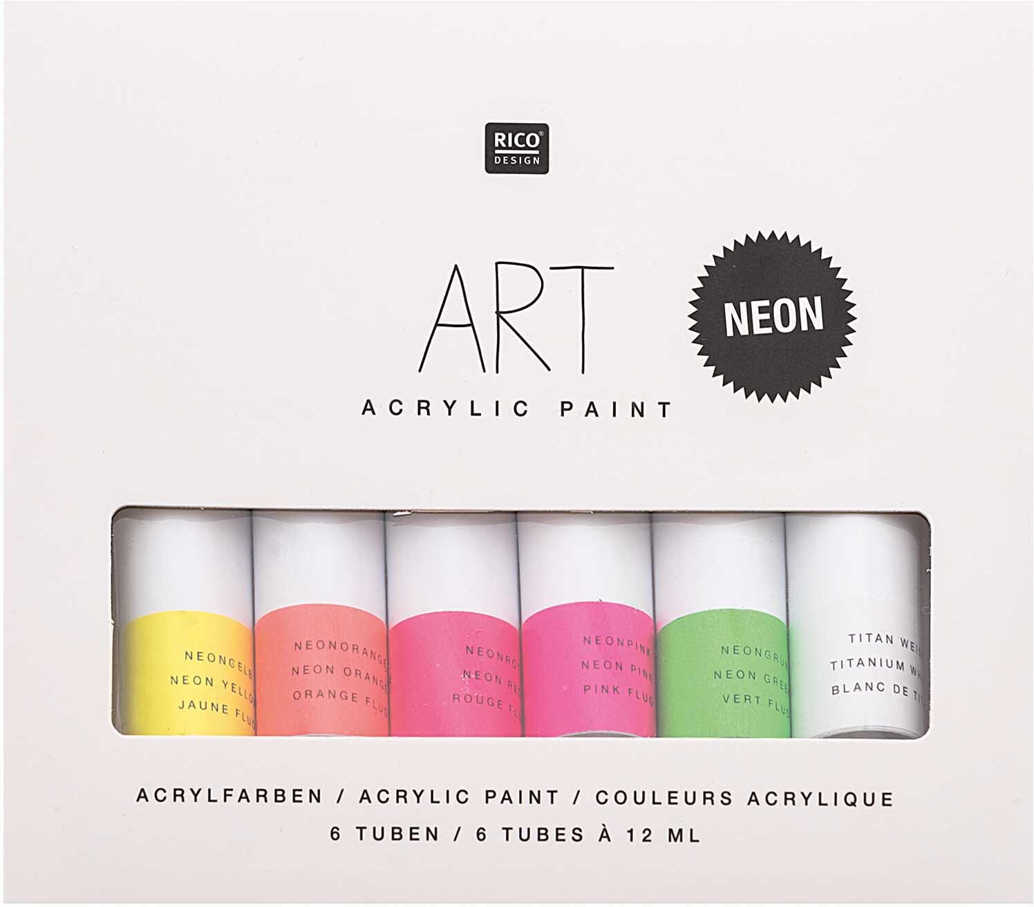 Rico Design ART Künstler Acrylfarben-Set Neon 6x12ml