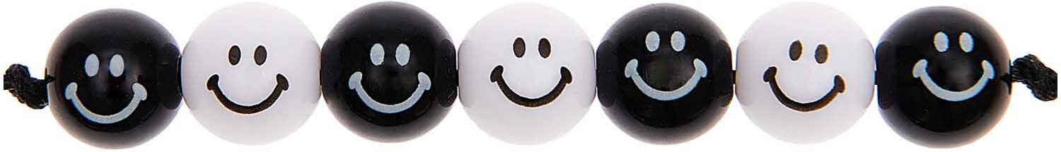 Rico Design Smiley® Originals Perlen rund schwarz-weiß 10mm 21 Stück
