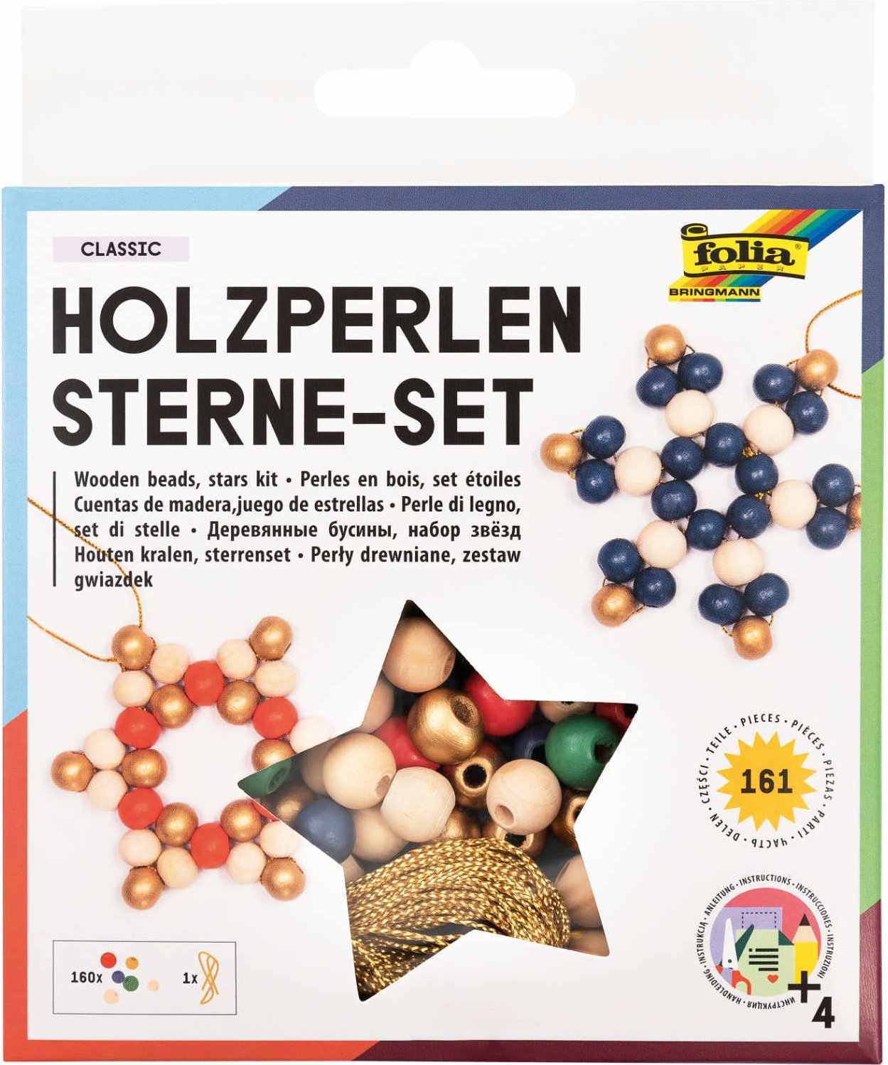 folia Holzperlen Stern-Set classic