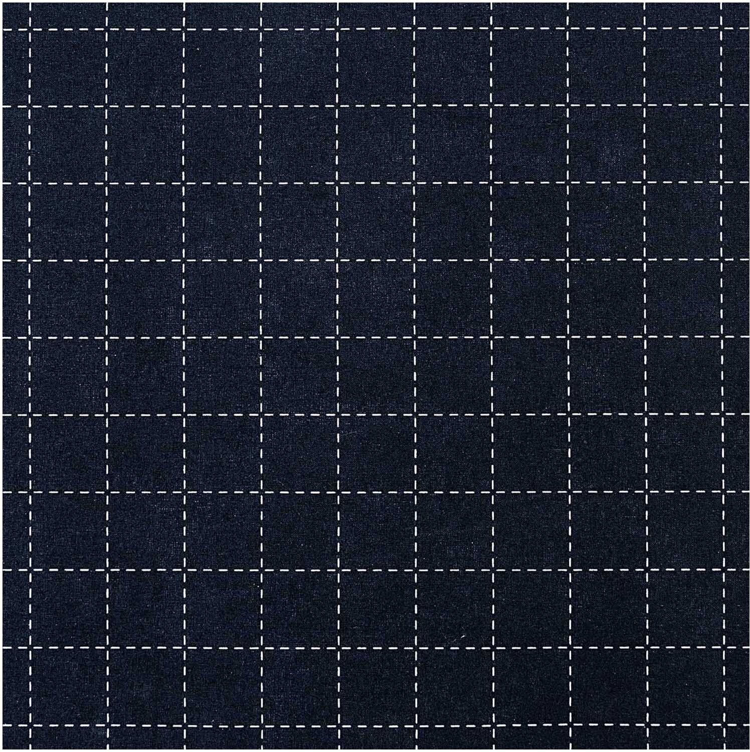 Rico Design Druckstoff Jardin Japonais kariert dunkelblau-creme 140cm