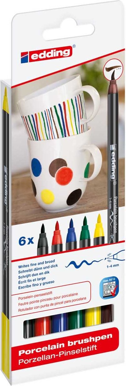 Thumbnail - edding 4200/6 S porcelain brushpen family colours Mehrfarbig