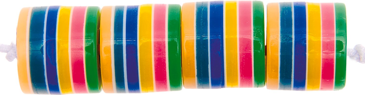 itoshii Gestreifte Zylinderperlen rainbow pastell ca. 9x10mm 21 Stück
