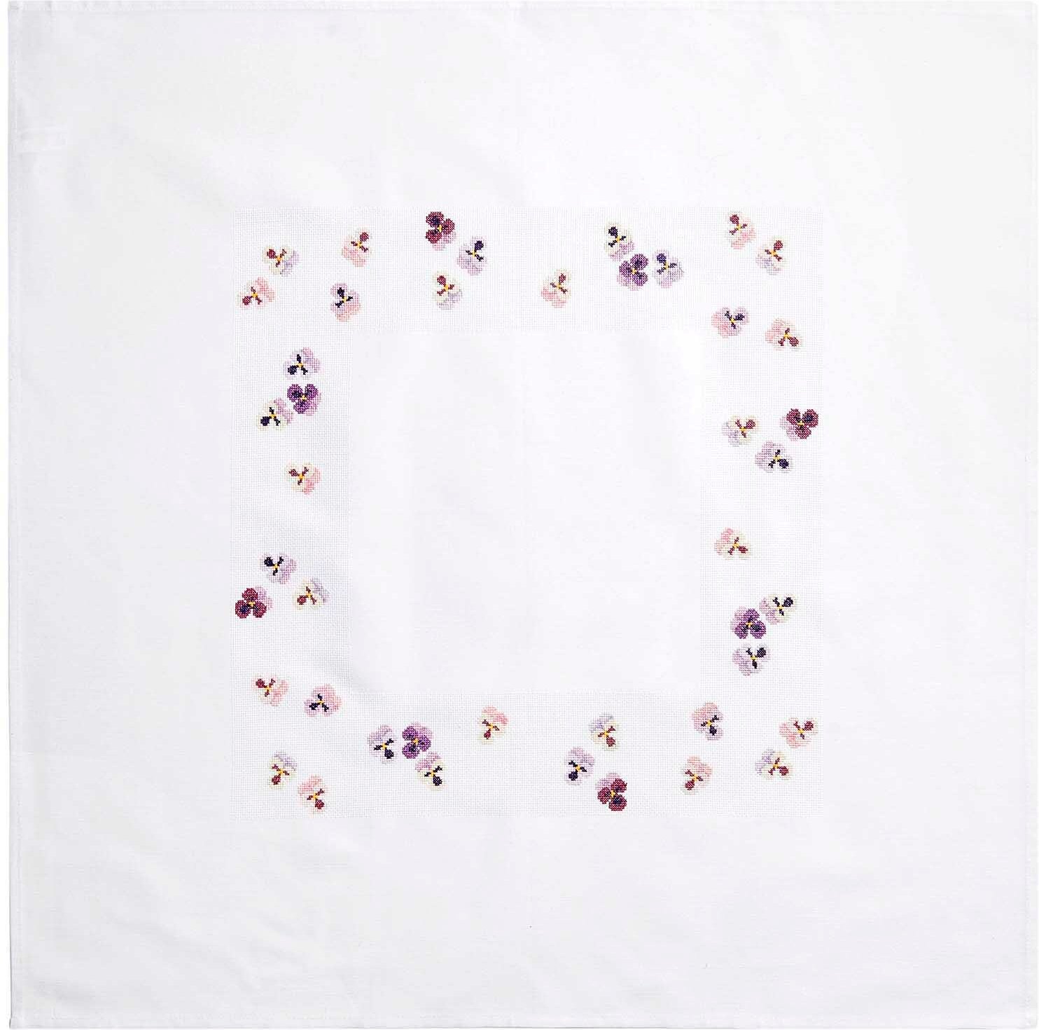 Rico Design Stickpackung Tischdecke Stiefmütterchen