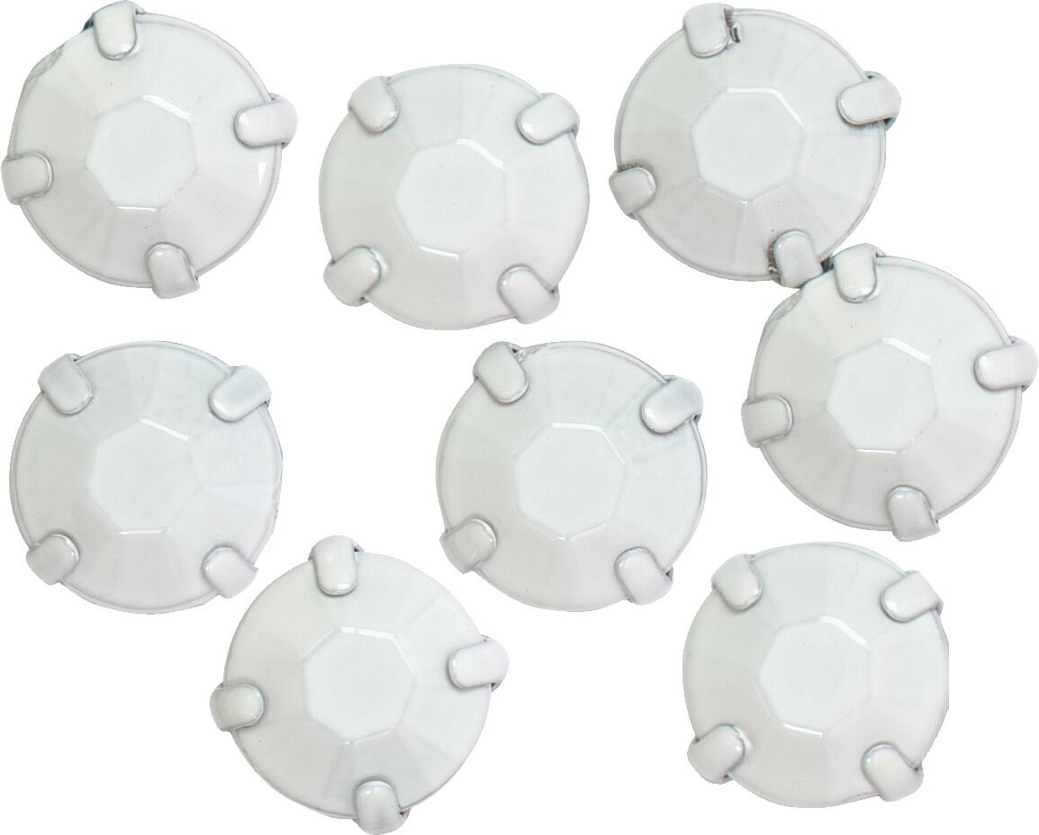 Rico Design Aufnähsteine gefasst weiß rund 8mm 15 Stück