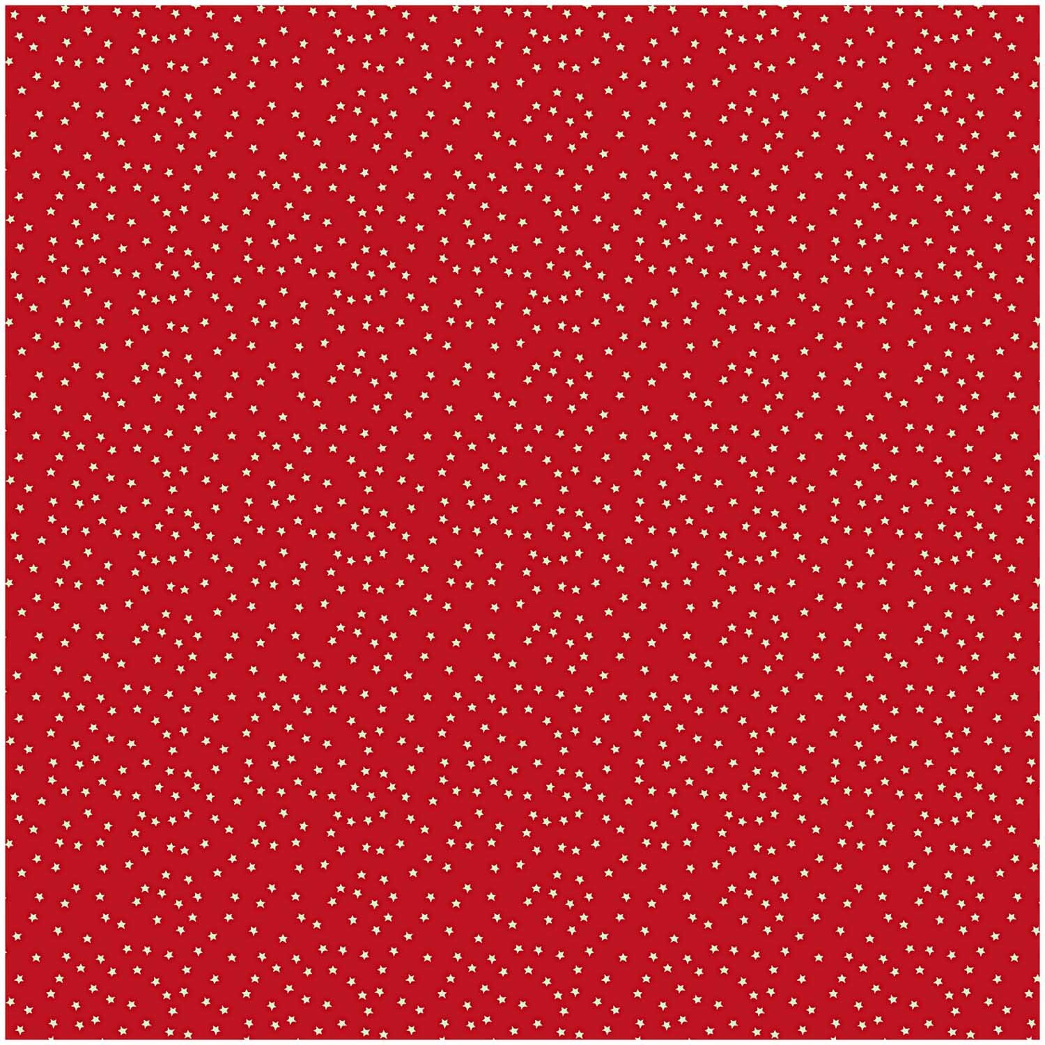 Rico Design Stoff Sterne rot-natur 140cm