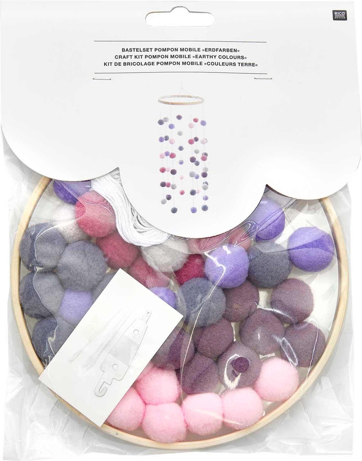 Rico Design Bastelset Pompon Mobile erdfarben
