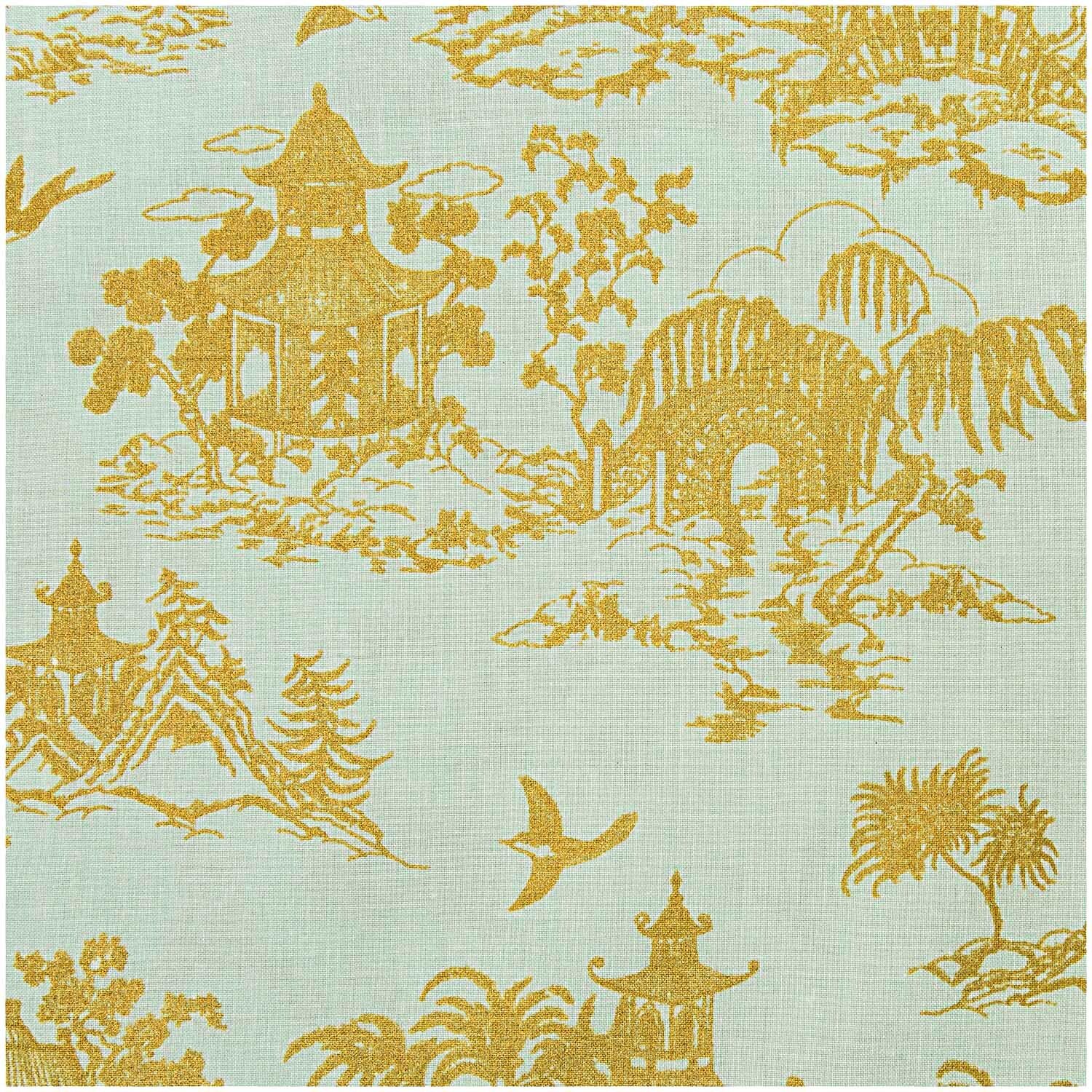 Rico Design Stoff japanische Häuser mint-gold 50x140cm