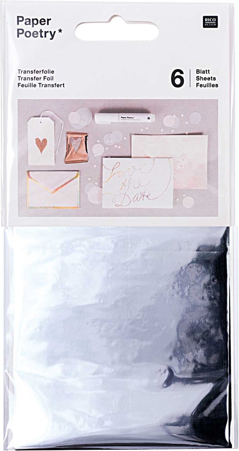 Rico Design Paper Poetry Transferfolie 9x15cm 6 Blatt Silber