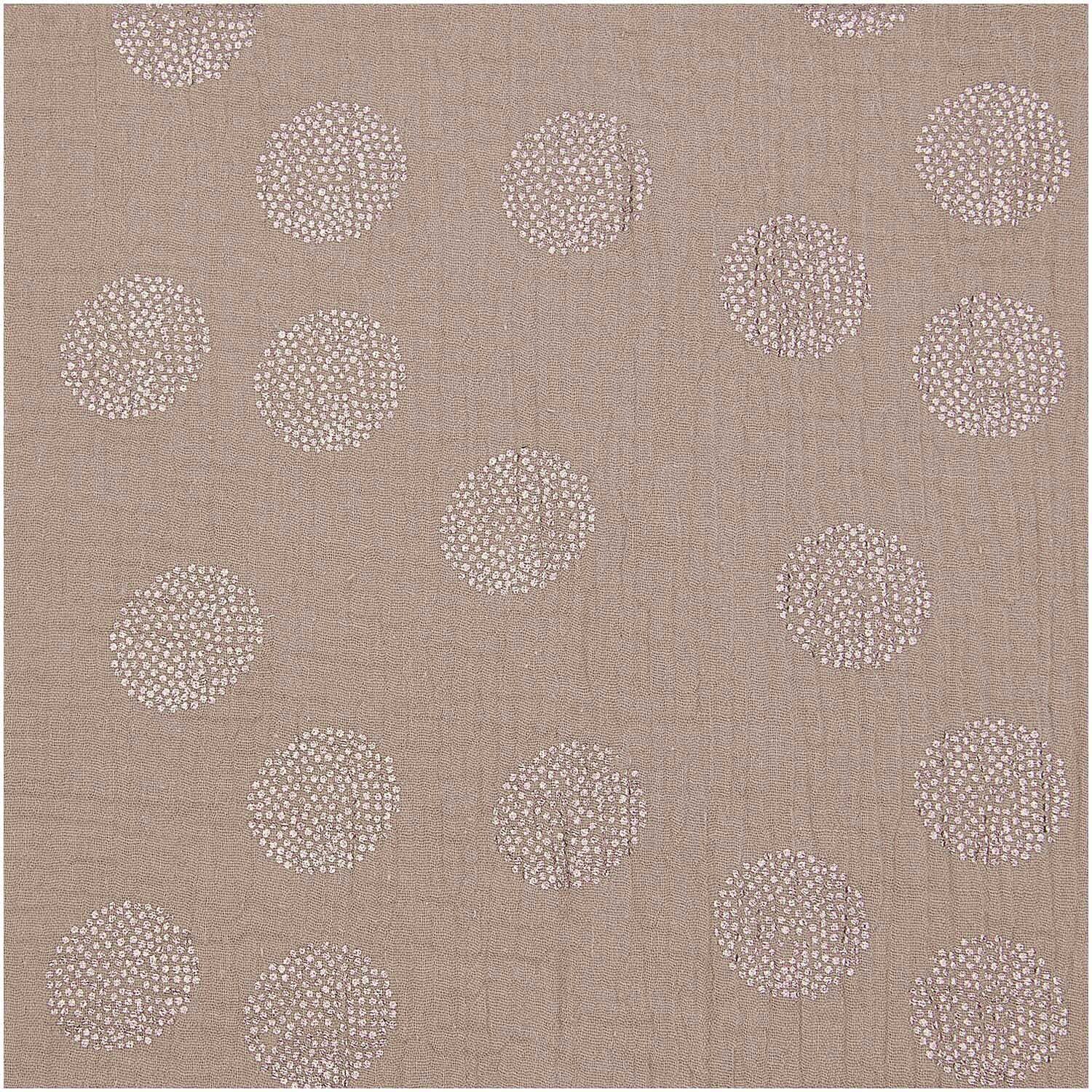 Rico Design Stoffabschnitt Krinkelmusselin taupe 50x140cm Hot Foil