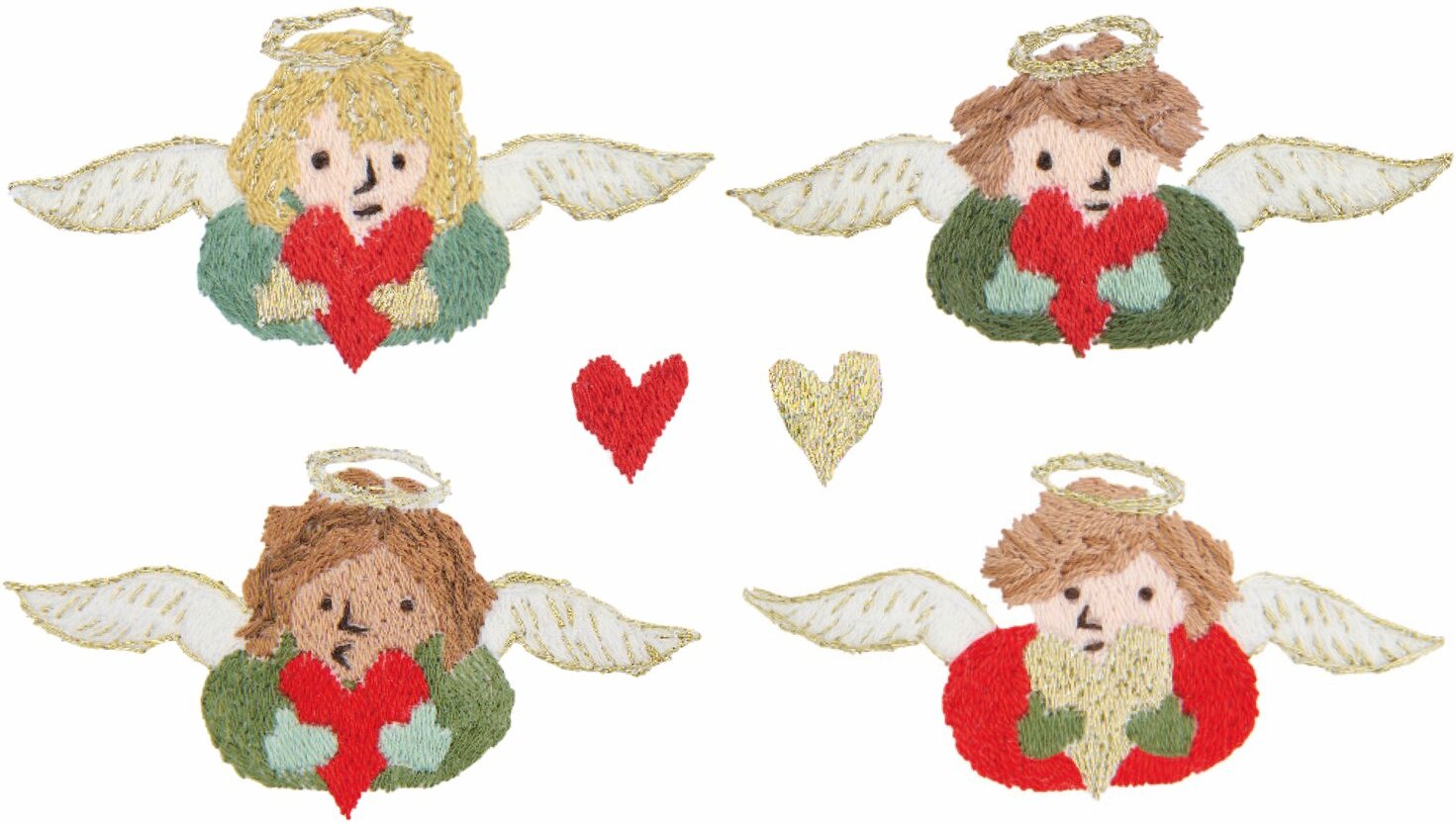 Rico Design Stick & Stitch Stickpackung Engel mit Herzen 16 Stück