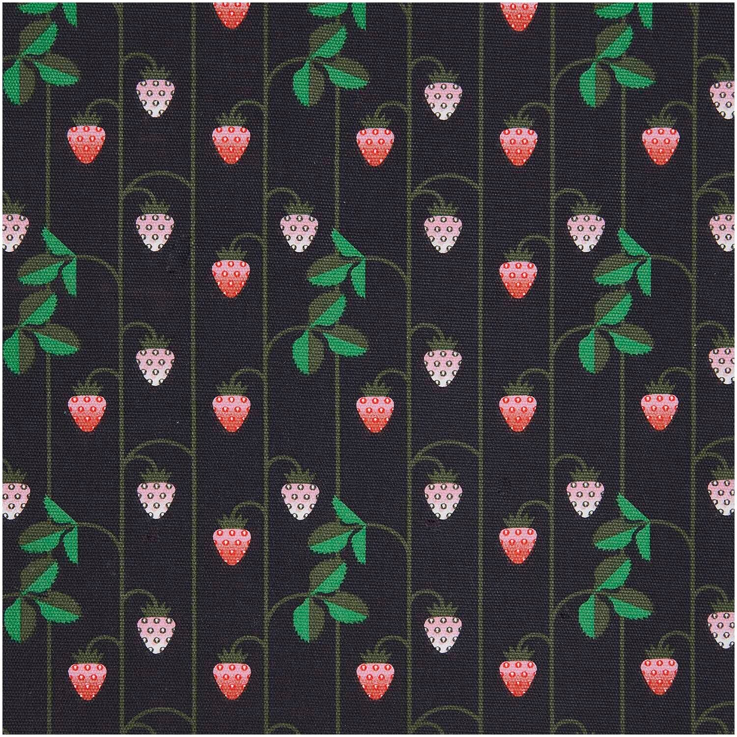 Rico Design Stoffabschnitt Canvas Erdbeeren blau 50x140cm