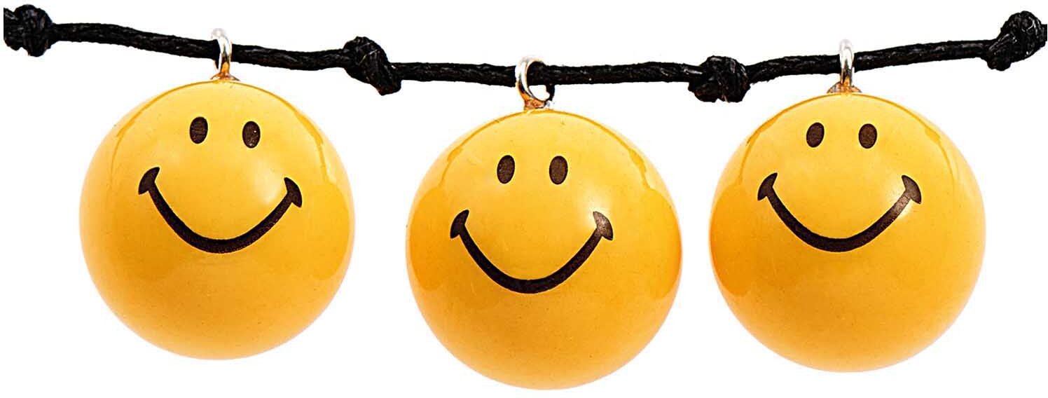 Rico Design Smiley® Originals Perlen rund mit Anhänger gelb 16mm 4 Stück