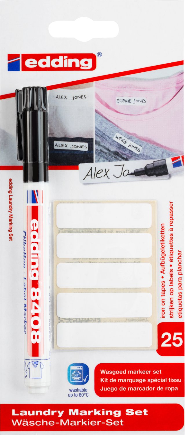 edding Wäsche-Markier-Set inkl. 25 Etiketten Schwarz