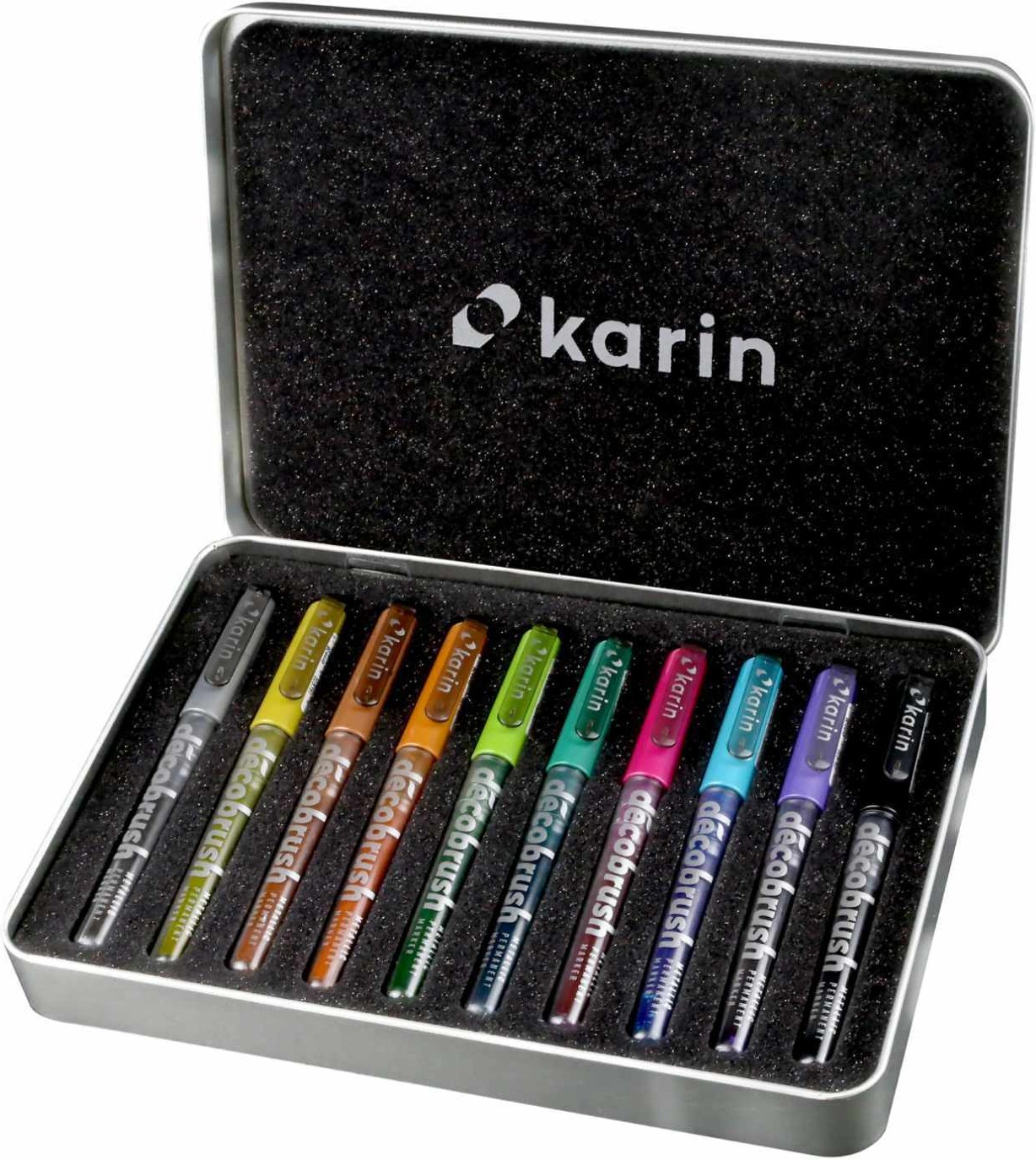 Thumbnail - karin Deco Brush Metallic Marker Set 10 Farben Metall-Box