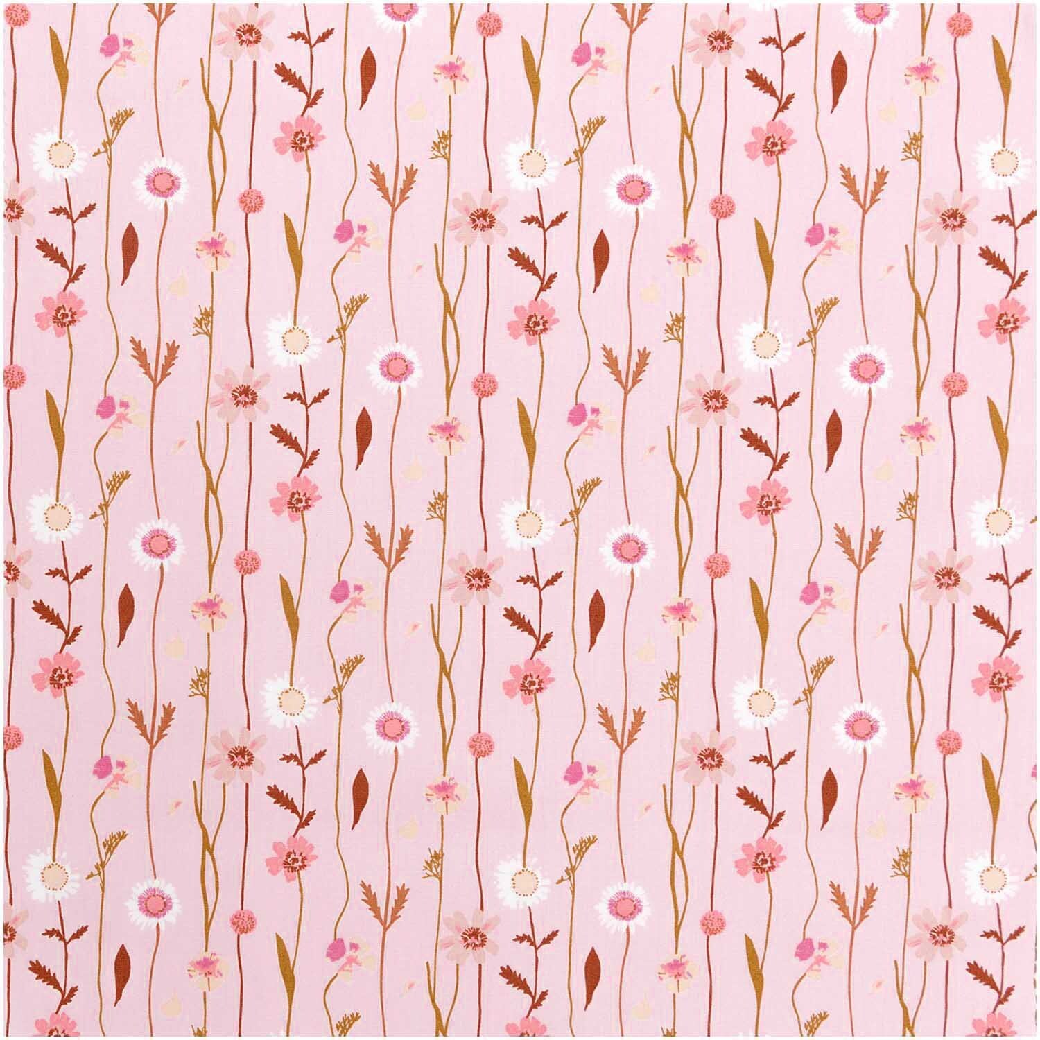 Rico Design Meterware Druckstoff Wildblumen rosa