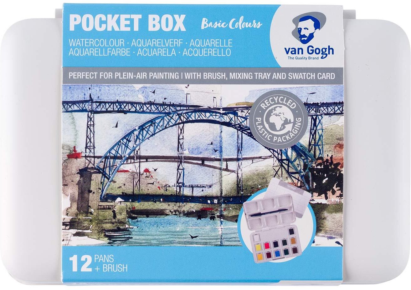 van Gogh Aquarell Set mit Pinsel 12 Näpfchen Mehrfarbig