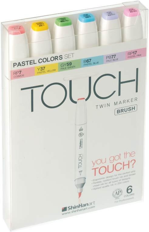 TOUCH Twin Brush Marker Pastel Colors 6er Set Pastellfarben