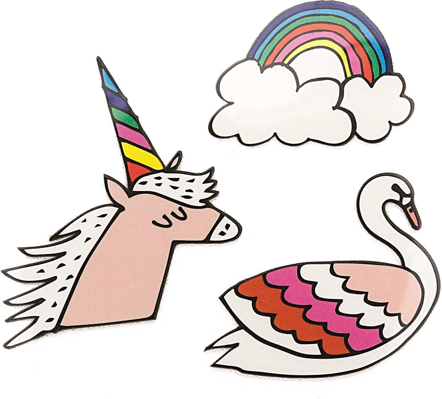 Rico Design Bügelmotiv Set Einhorn-Regenbogen-Schwan 4cm