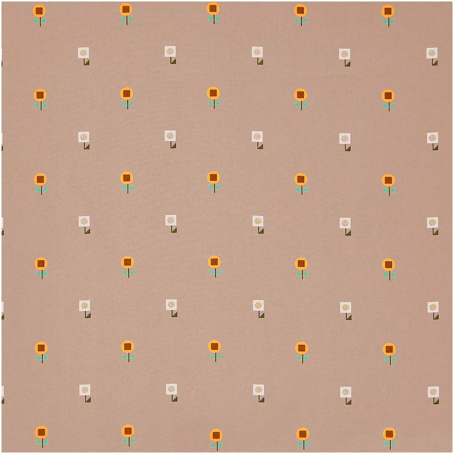 Rico Design Meterware Baumwoll-Popelin Pixel Blumen Puder