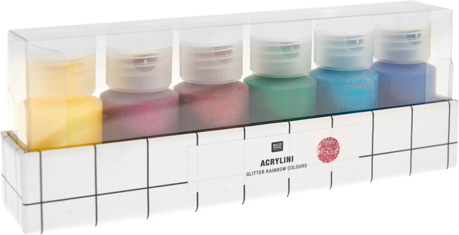 Rico Design Acrylini Acrylfarben Set Glitter Rainbow Colours Glitter Rainbow Colours