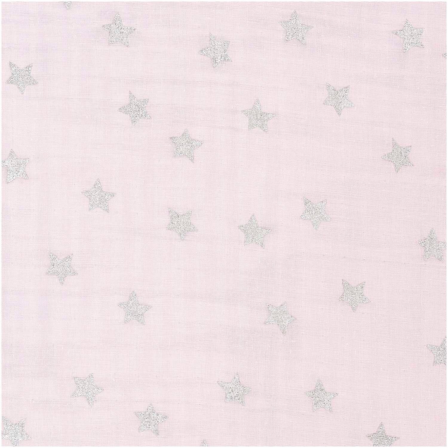 Rico Design Musselin-Druckstoff Nostalgic Christmas Sterne rosa-metallic 140cm