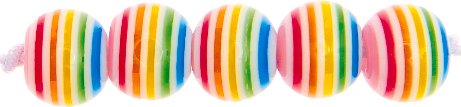 Rico Design itoshii Gestreifte Perlen Regenbogen 8mm 48 Stück