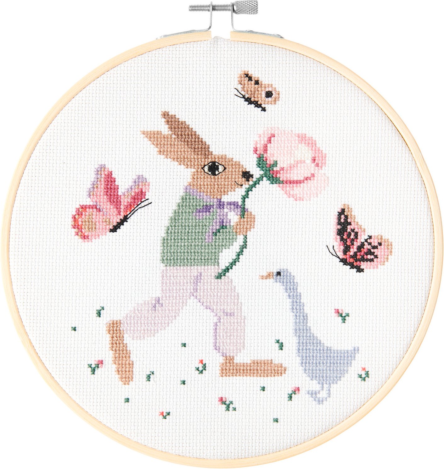 Rico Design Stickpackung Bild Hase mit Schmetterlingen