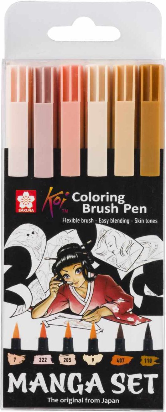 Koi Coloring Brush Pens Manga 6-teilig